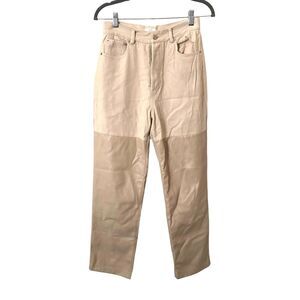 TORN BY RONNY KOBO Mixed‎ Faux Leather Denim Pant Sz Small